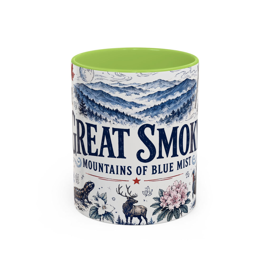 Great Smoky Mountains Coffee Mug | National Park Hiking Gift | Accent Color Ceramic 11oz 15oz