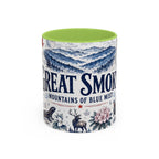 Great Smoky Mountains Coffee Mug | National Park Hiking Gift | Accent Color Ceramic 11oz 15oz