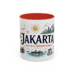 Jakarta Coffee Mug | Indonesia Souvenir Travel Gift | Accent Color Ceramic 11oz 15oz