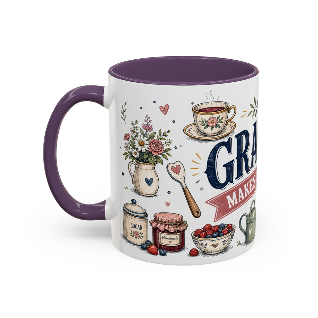 Grandma Makes Life Sweeter Coffee Mug | Gift From Grandkids | Accent Color Ceramic 11oz 15oz
