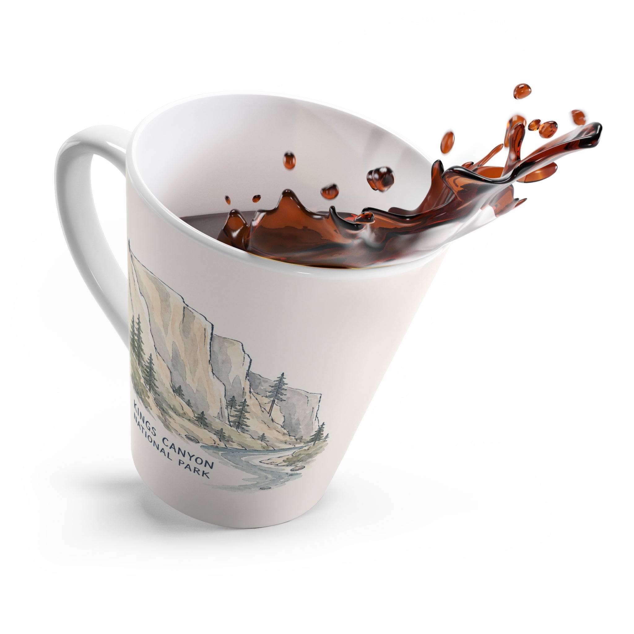 Kings Canyon National Park Latte Mug | Pastel Watercolor Nature Coffee Cup | 12 oz Travel Souvenir Gift