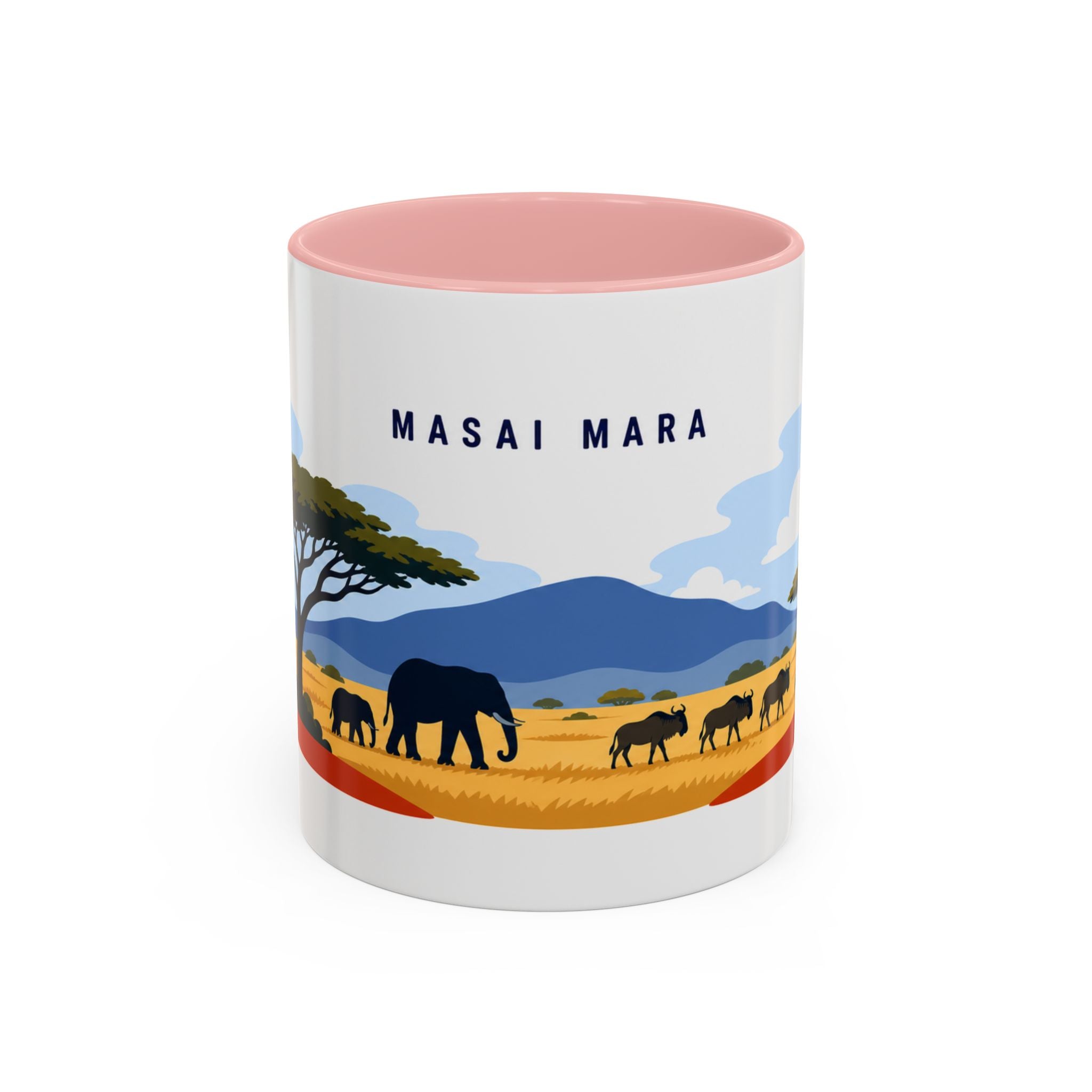 Masai Mara Coffee Mug | Travel Destination Souvenir Gift | Accent Color Ceramic 11oz 15oz