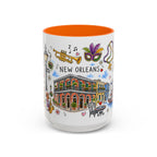 New Orleans Illustrated Travel Mug | City Souvenir Accent Coffee Mug | 11oz 15oz Ceramic Cup