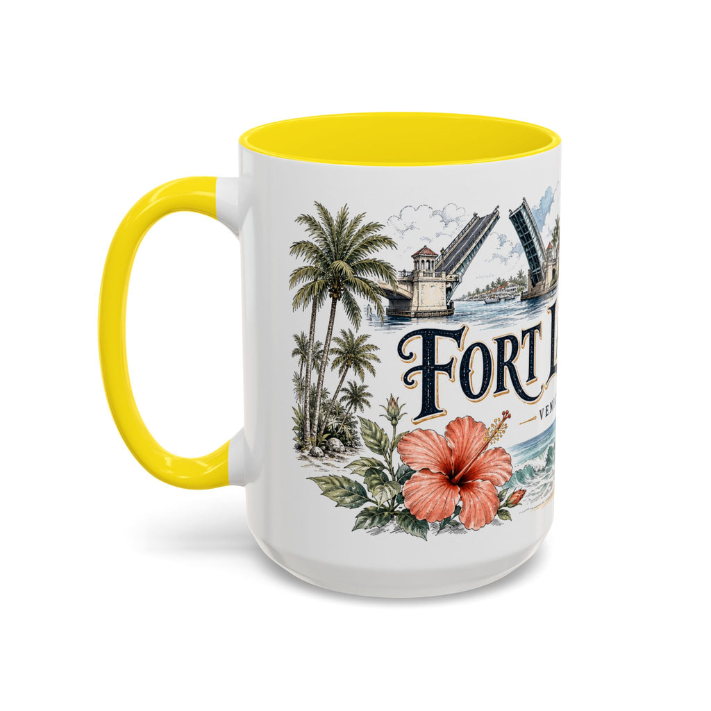 Fort Lauderdale Coffee Mug | United States Travel Souvenir | Vintage Illustrated City Gift | 11 oz 15 oz Accent Mug