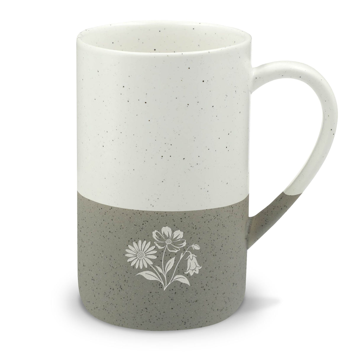 Wildflower Garden Engraved Speckled Ceramic Mug, 13oz, Minimalist Coffee Cup, Nature Inspired Gift