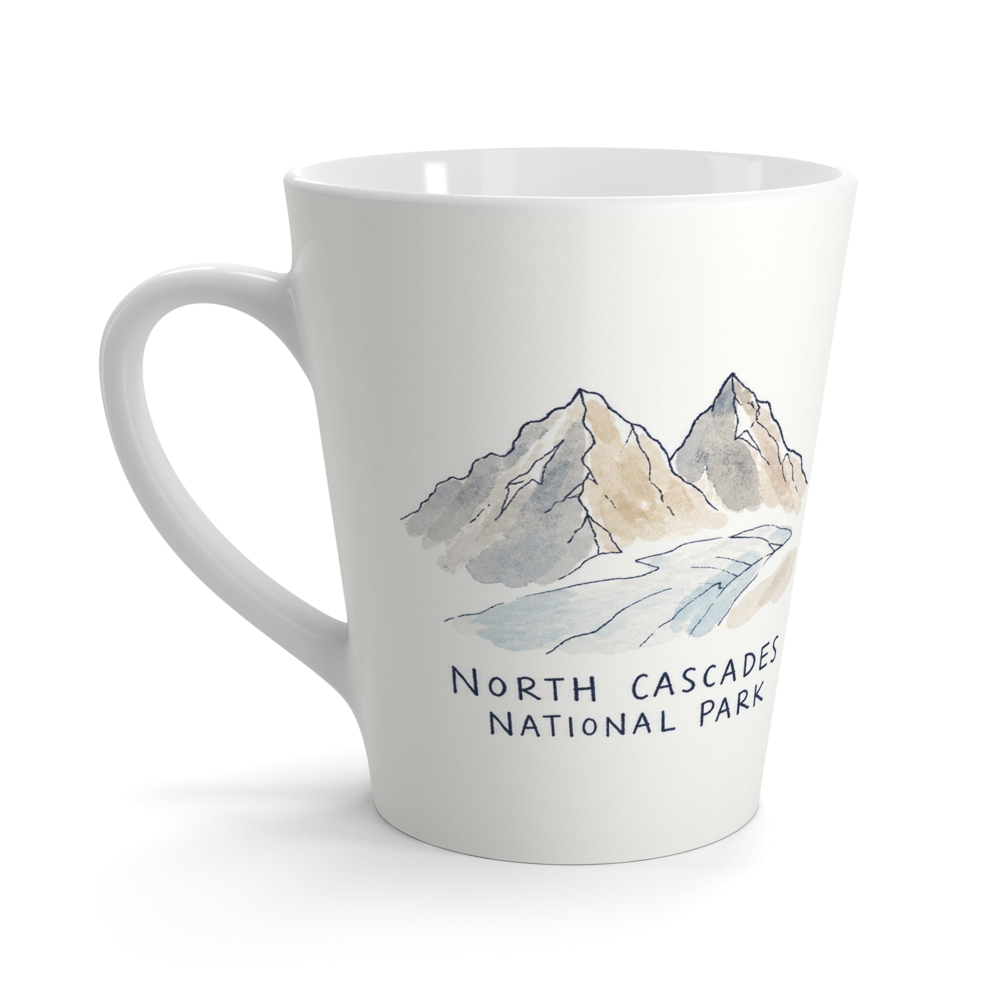 North Cascades National Park Latte Mug | Pastel Watercolor Nature Coffee Cup | 12 oz Travel Souvenir Gift