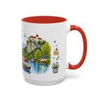 Bled Illustrated Travel Mug | Slovenia Souvenir Accent Coffee Mug | 11oz 15oz Ceramic Cup