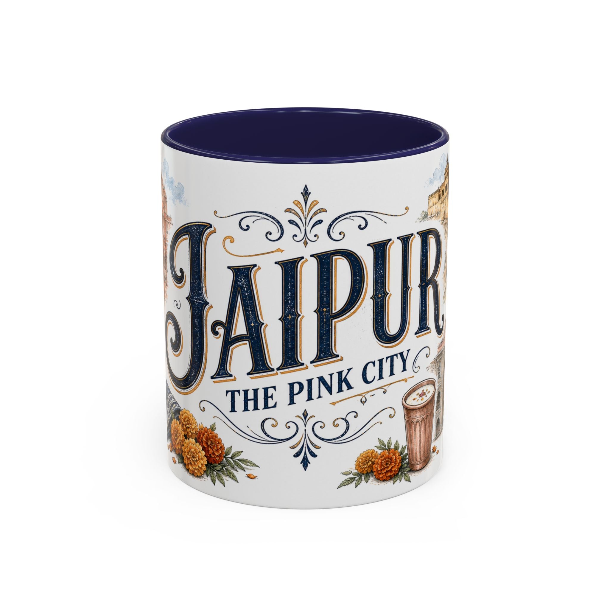 Jaipur Coffee Mug | India Travel Souvenir | Vintage Illustrated City Gift | 11 oz 15 oz Accent Mug