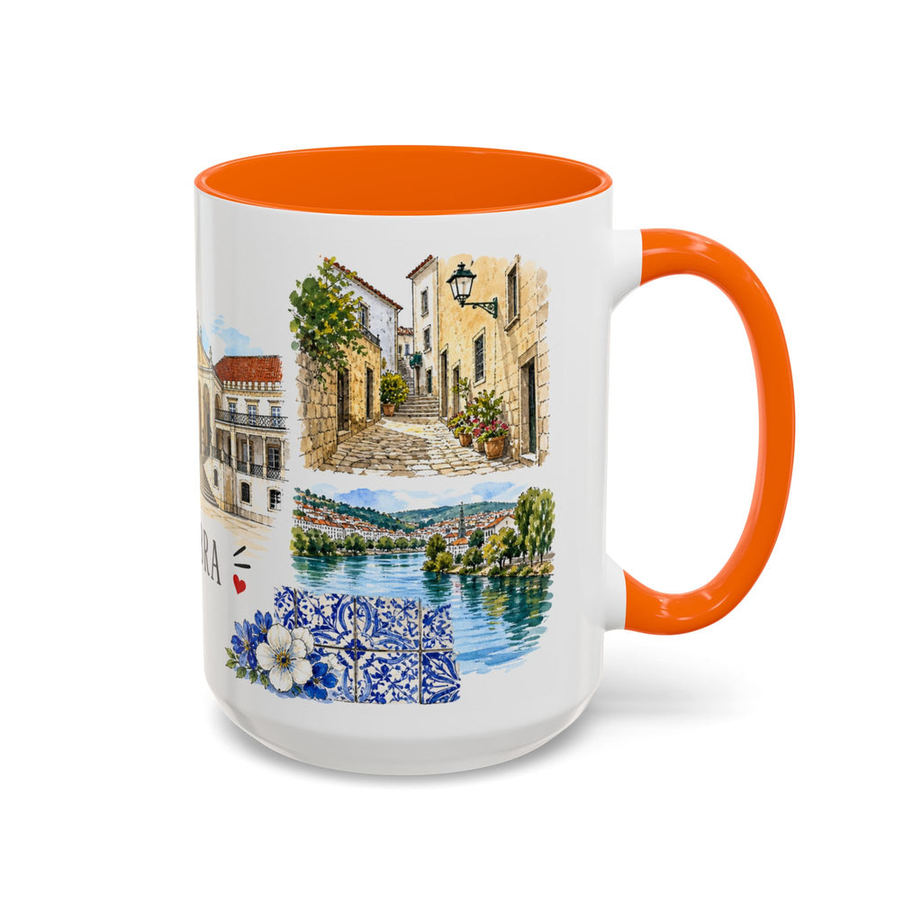 Coimbra Illustrated Travel Mug | City Souvenir Accent Coffee Mug | 11oz 15oz Ceramic Cup