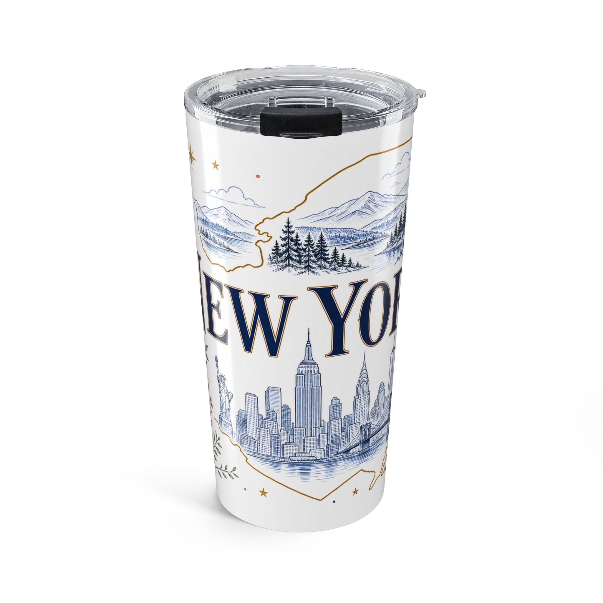 New York State Flower 20oz Tumbler | New York Botanical Gift | Insulated Stainless Steel Travel Cup