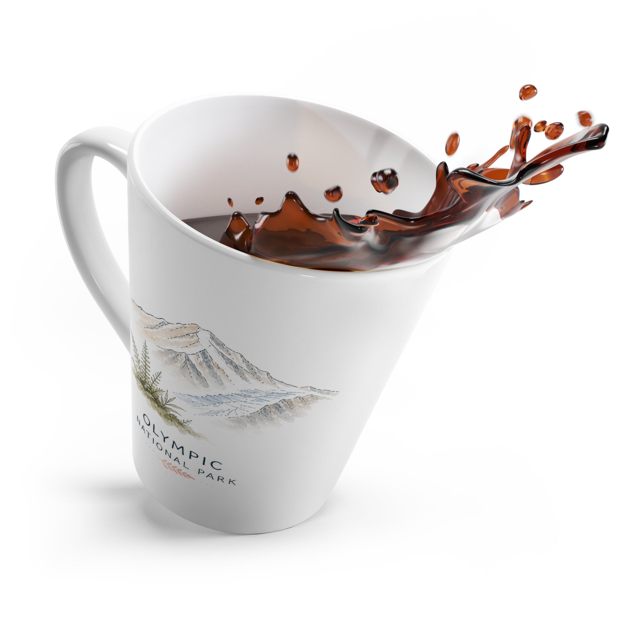 Olympic National Park Latte Mug | Pastel Watercolor Nature Coffee Cup | 12 oz Travel Souvenir Gift
