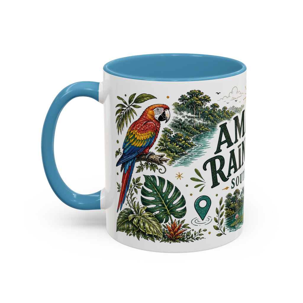 Amazon Rainforest Coffee Mug | Travel Destination Souvenir Gift | Accent Color Ceramic 11oz 15oz