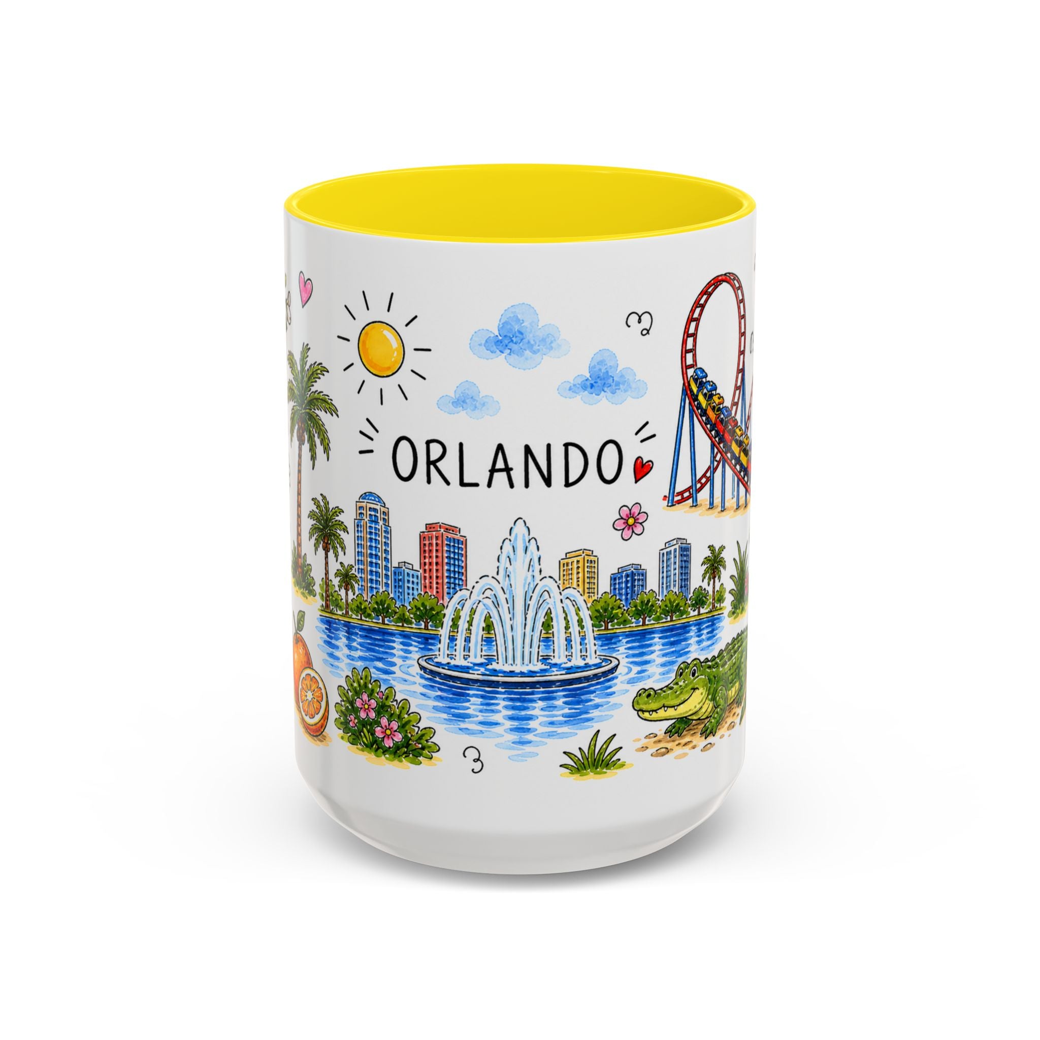 Orlando Illustrated Travel Mug | City Souvenir Accent Coffee Mug | 11oz 15oz Ceramic Cup