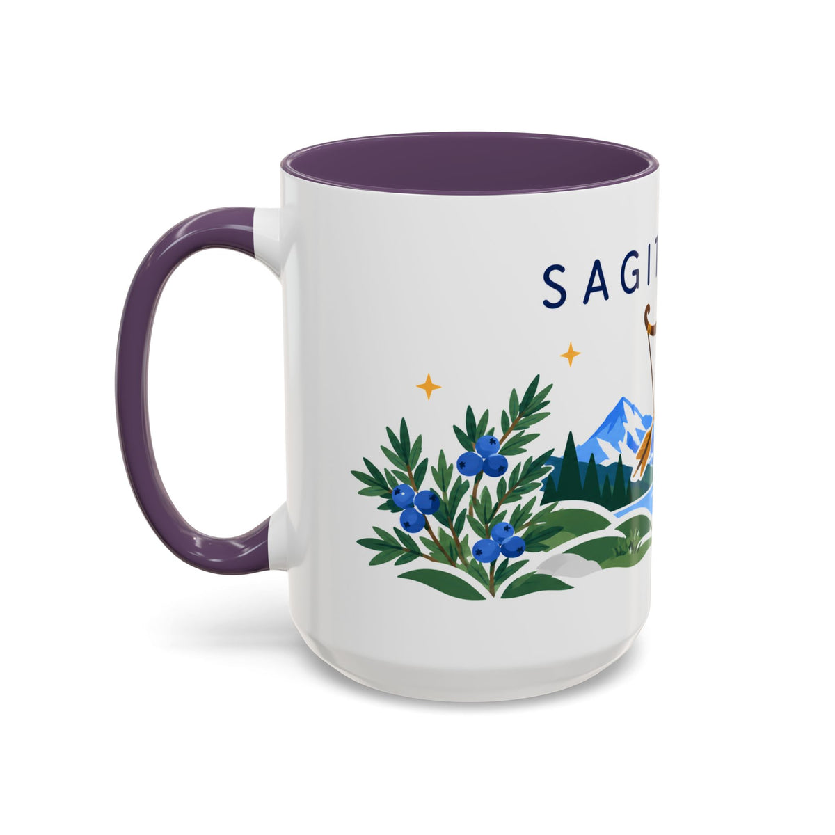 Sagittarius Zodiac Coffee Mug | Bow and Arrow Design | Astrology Birthday Gift | 11 oz 15 oz Ceramic Accent Mug