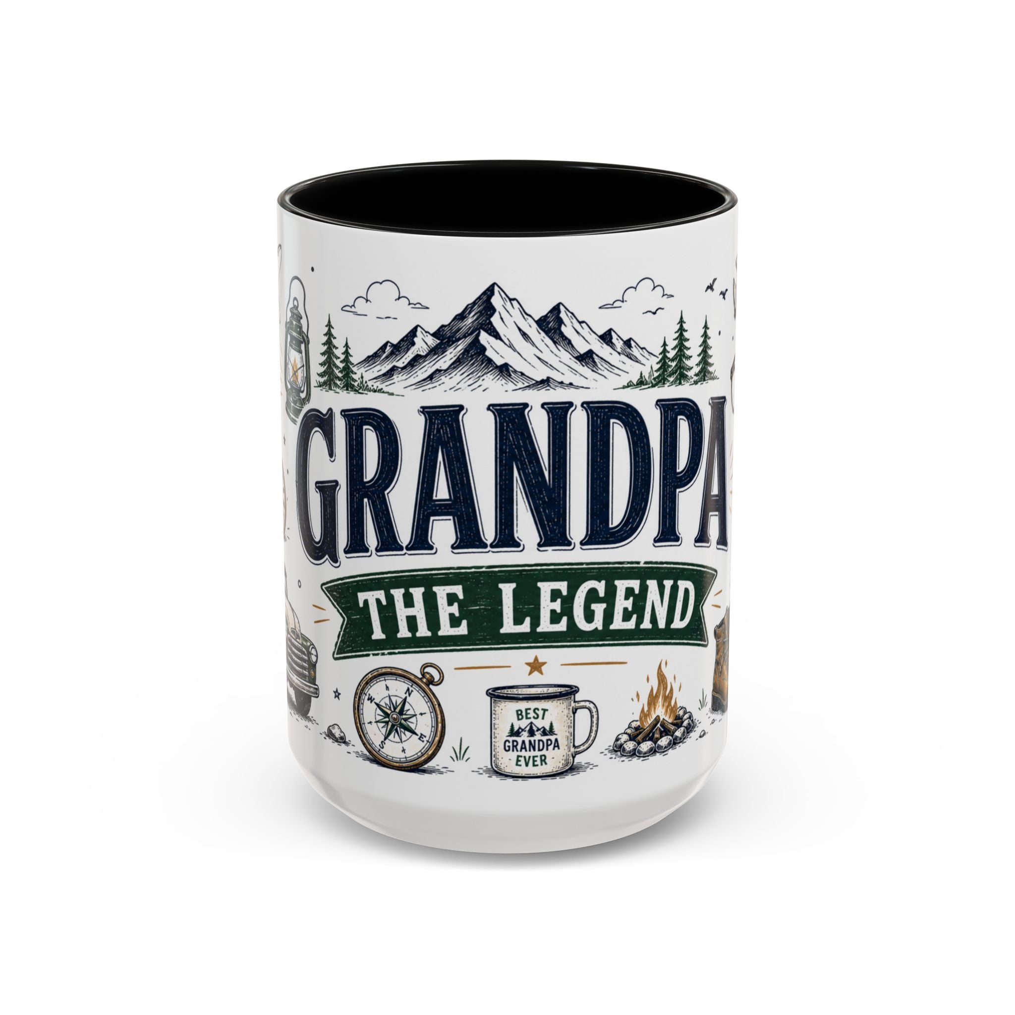 Grandpa The Legend Coffee Mug | Gift From Grandkids | Accent Color Ceramic 11oz 15oz