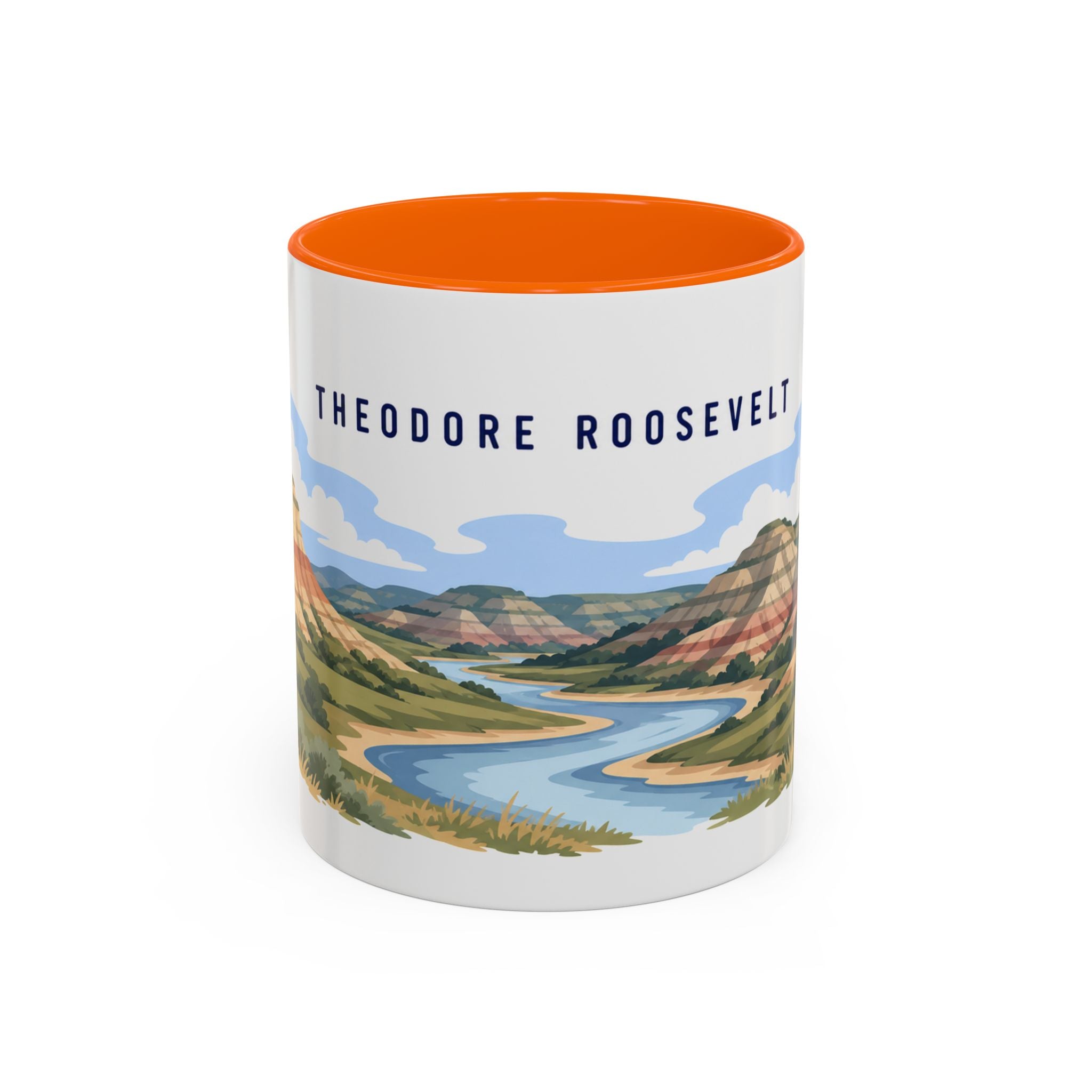 Theodore Roosevelt National Park Coffee Mug | Solid Color Block Park Souvenir | 11oz 15oz Accent Mug