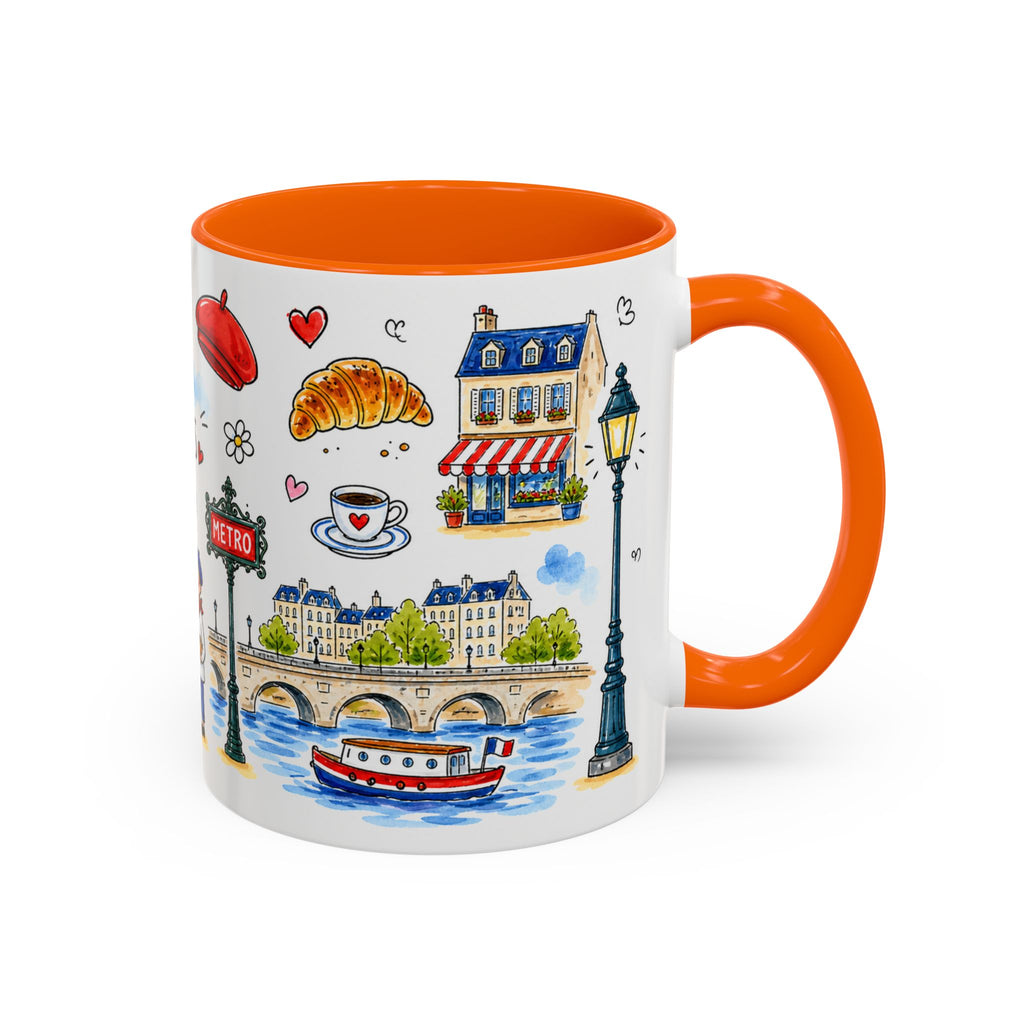 Paris Travel Mug | European City Souvenir Accent Coffee Mug | 11oz 15oz Ceramic Cup