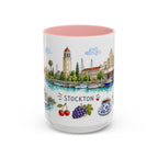 Stockton Illustrated Travel Mug | City Souvenir Accent Coffee Mug | 11oz 15oz Ceramic Cup