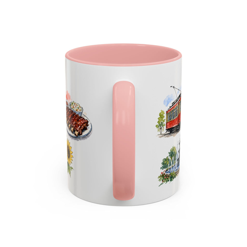 Kansas City Illustrated Travel Mug | City Souvenir Accent Coffee Mug | 11oz 15oz Ceramic Cup