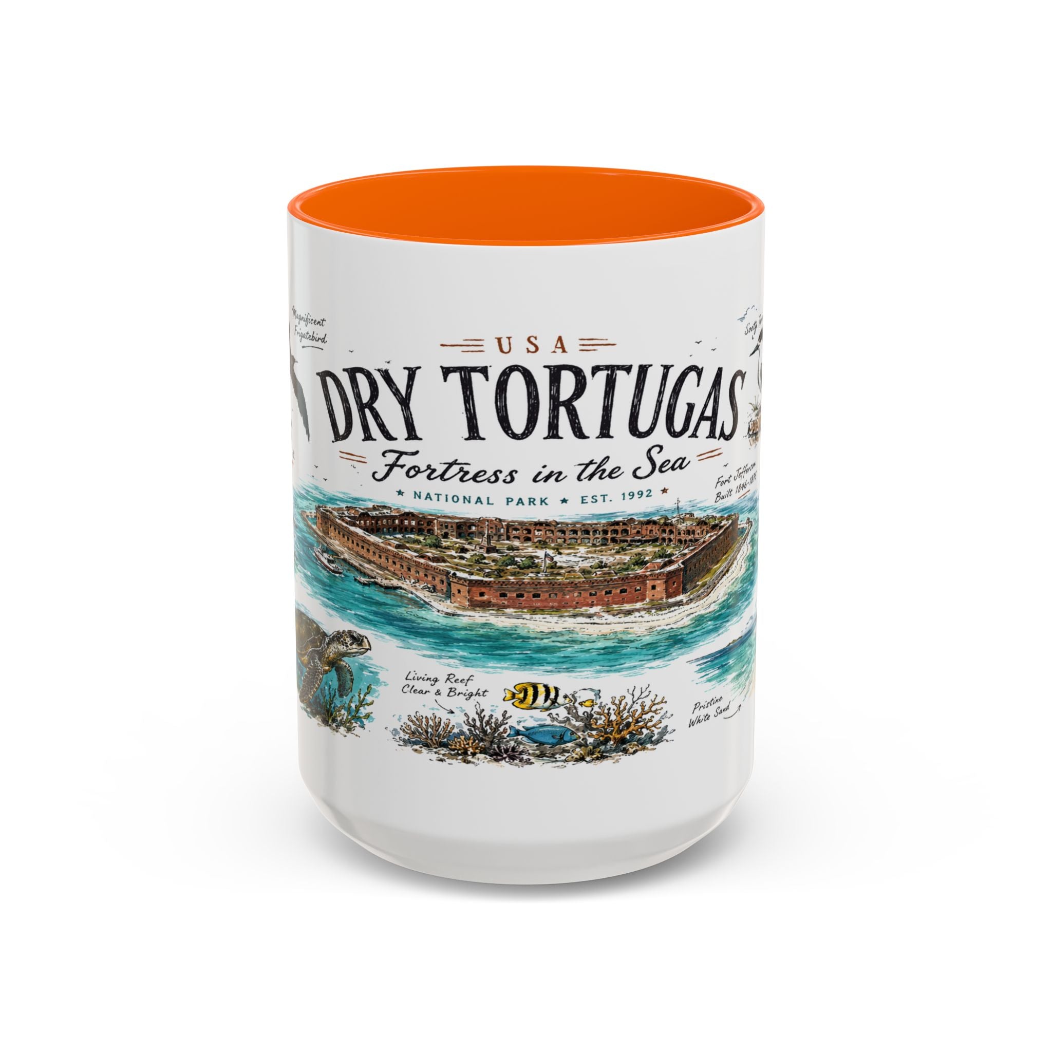 Dry Tortugas National Park Coffee Mug | Florida Island Fort Snorkeling Gift | Accent Color Ceramic 11oz 15oz