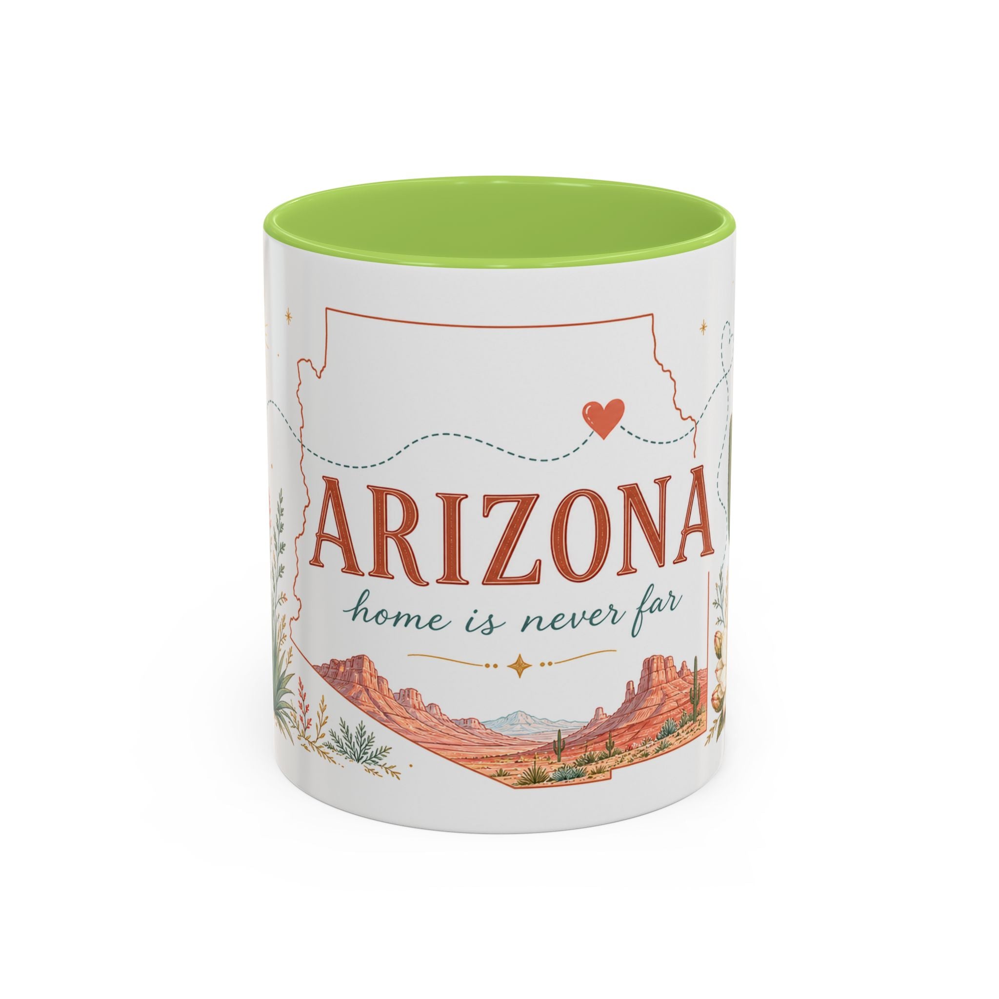Arizona State Map Mug | Desert Landscape, Botanical Accents, Homesick Gift