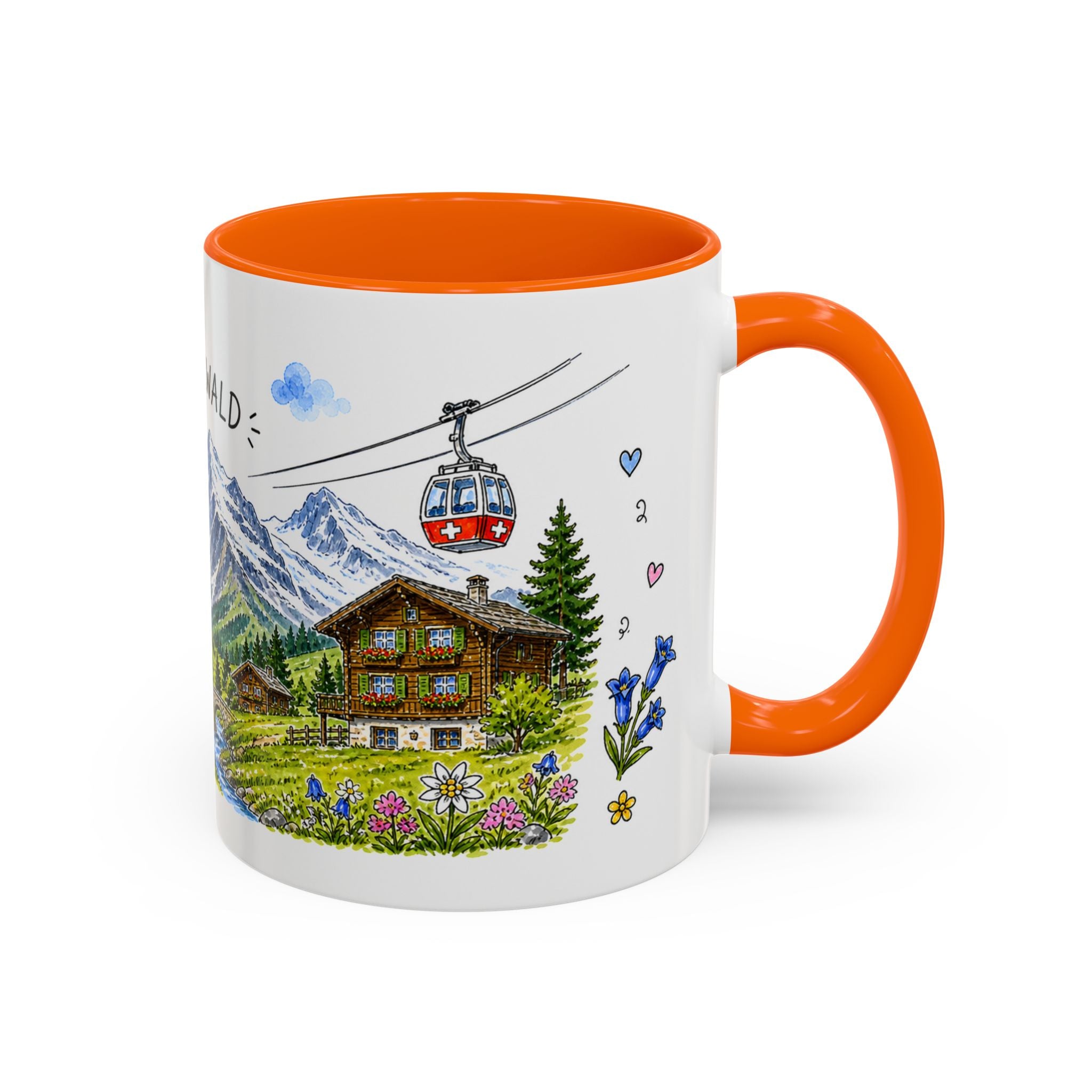 Grindelwald Illustrated Travel Mug | Switzerland Souvenir Accent Coffee Mug | 11oz 15oz Ceramic Cup