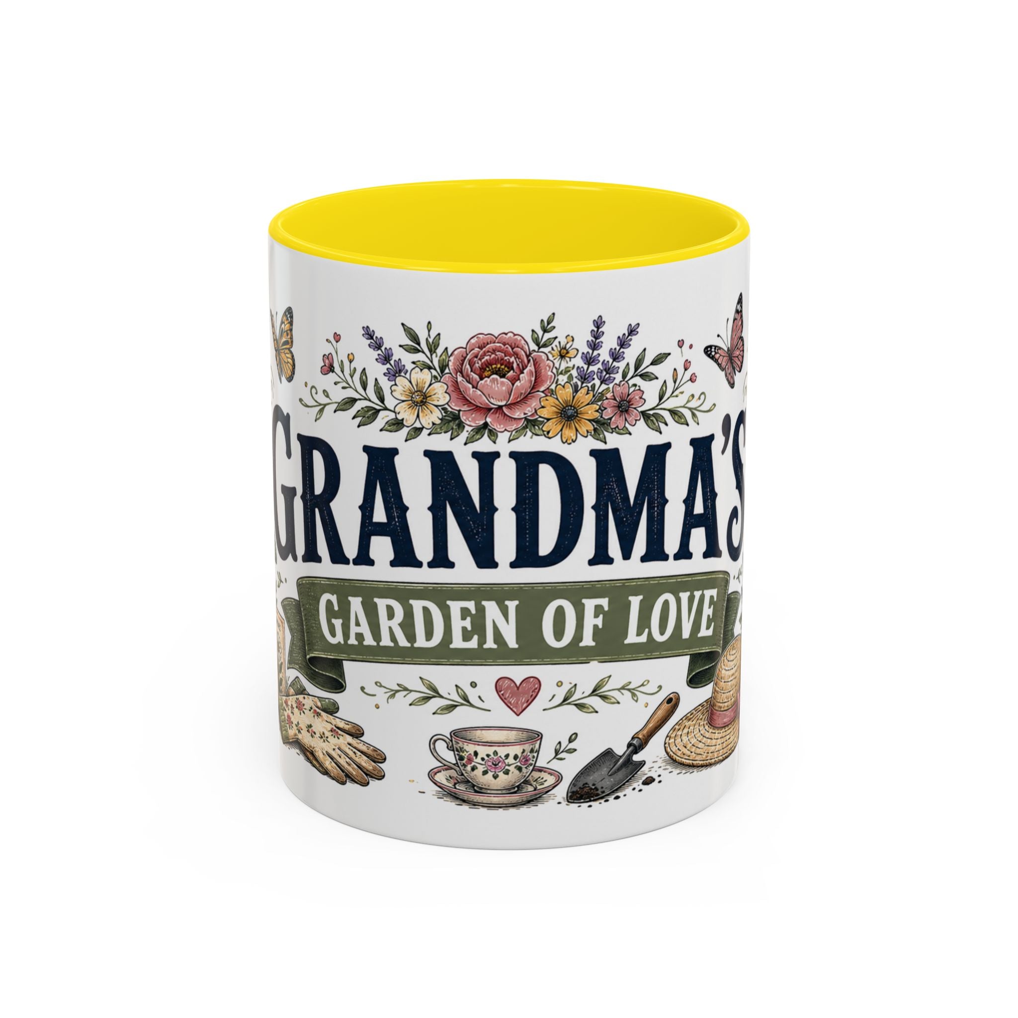 Grandma's Garden Of Love Coffee Mug | Gift From Grandkids | Accent Color Ceramic 11oz 15oz