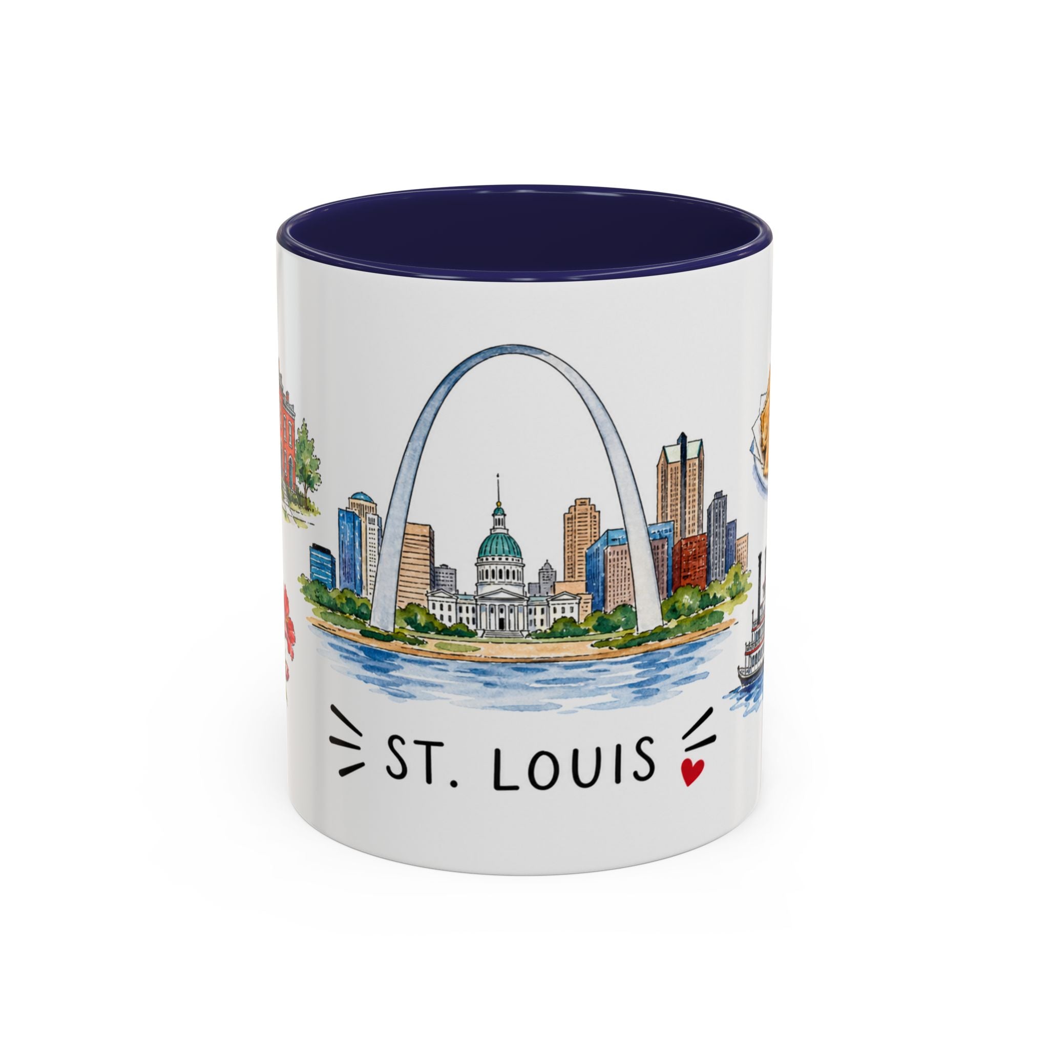 St. Louis Illustrated Travel Mug | City Souvenir Accent Coffee Mug | 11oz 15oz Ceramic Cup