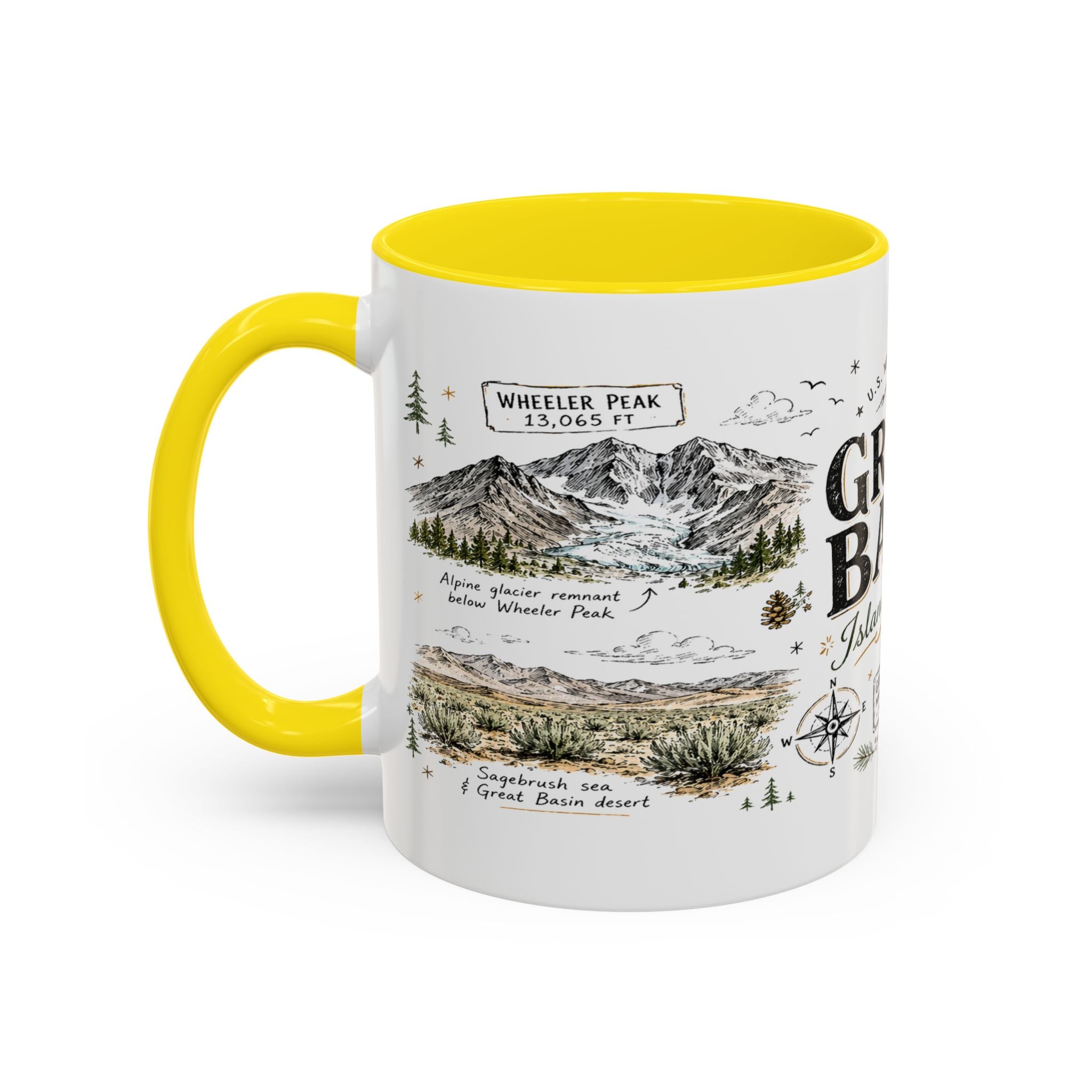 Great Basin National Park Coffee Mug | Nevada Desert Stargazing Hiking Gift | Accent Color Ceramic 11oz 15oz