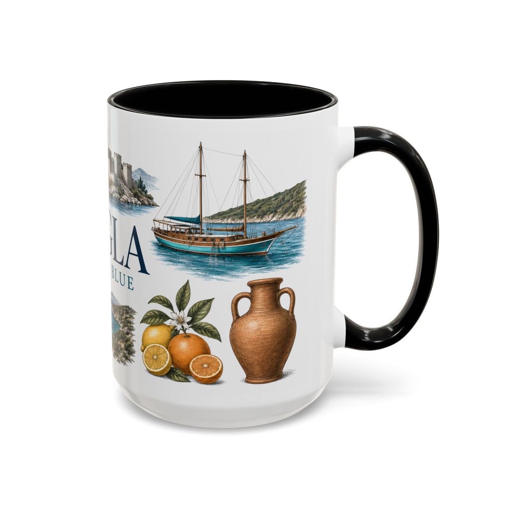 Mugla Coffee Mug | Turkey Travel Souvenir | Vintage Illustrated City Gift | 11 oz 15 oz Accent Mug