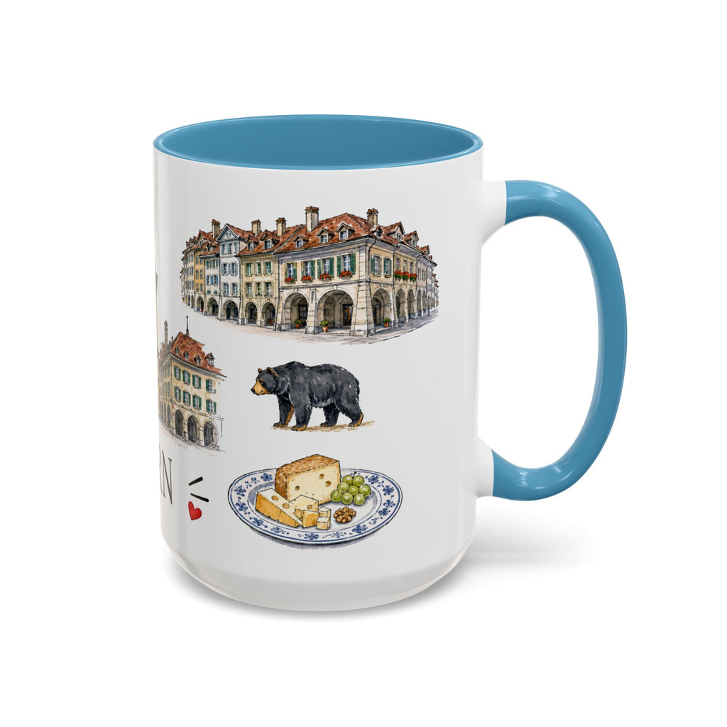 Bern Illustrated Travel Mug | City Souvenir Accent Coffee Mug | 11oz 15oz Ceramic Cup