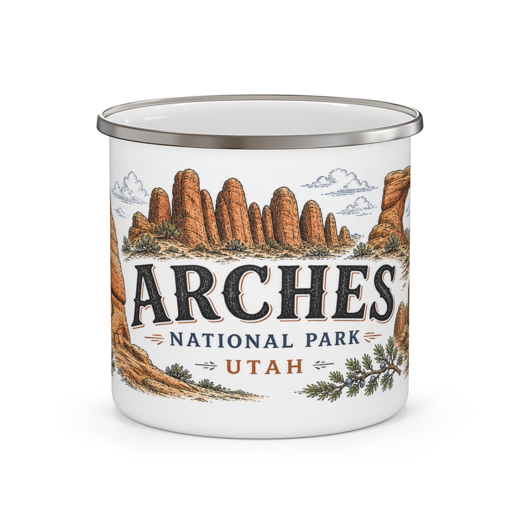 Arches National Park Vintage Enamel Camping Mug | 12oz National Park Hiking Gift