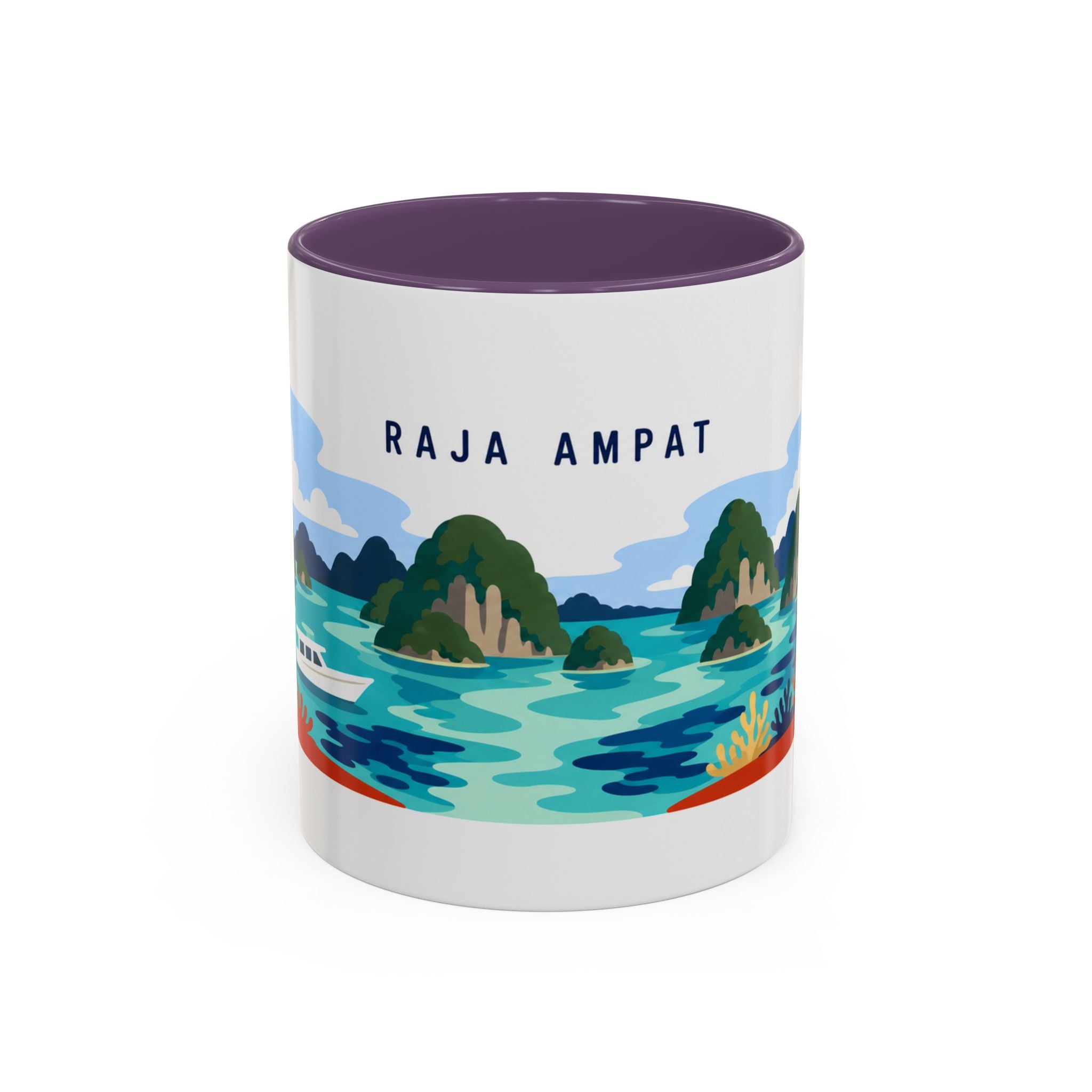Raja Ampat Coffee Mug | Travel Destination Souvenir Gift | Accent Color Ceramic 11oz 15oz
