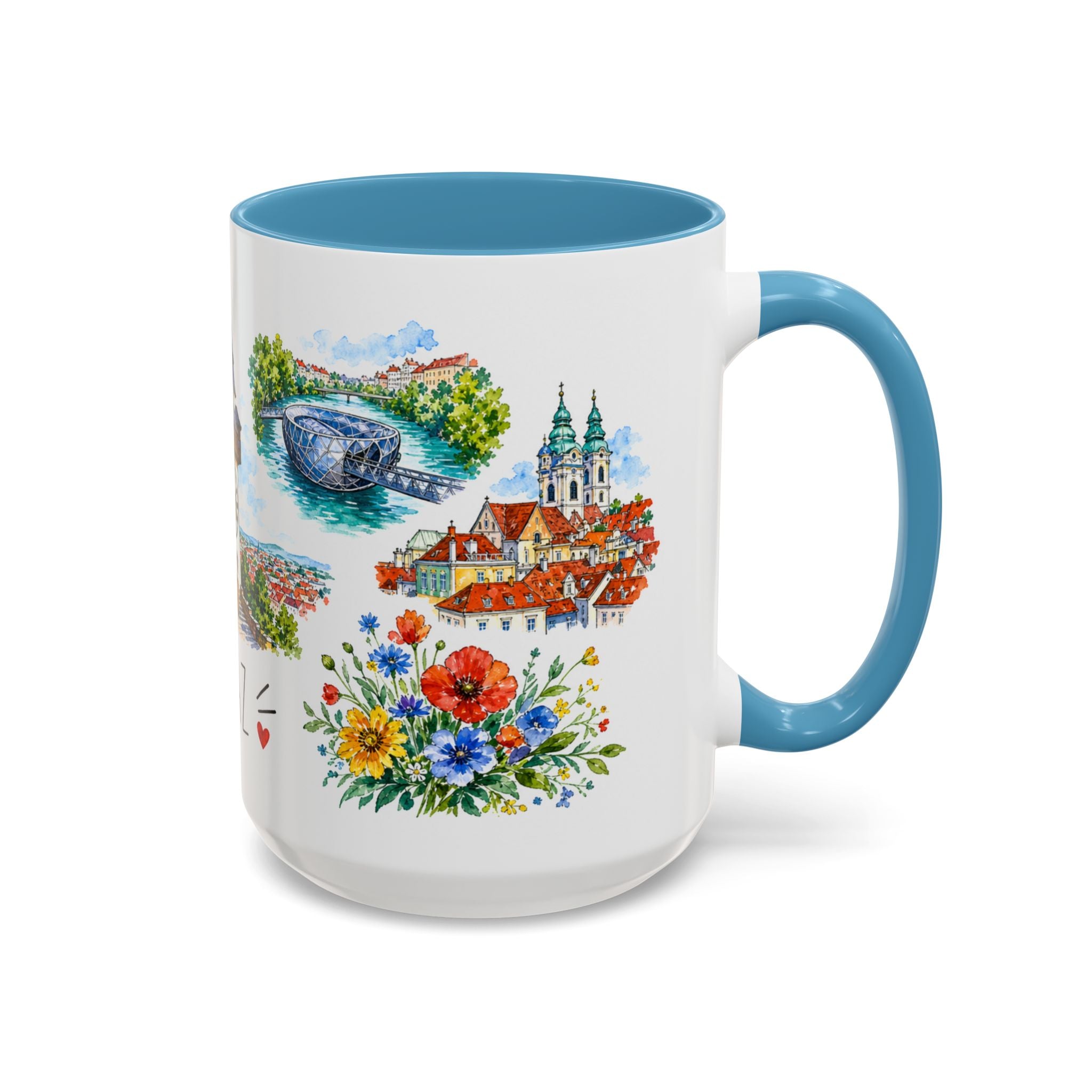 Graz Illustrated Travel Mug | City Souvenir Accent Coffee Mug | 11oz 15oz Ceramic Cup