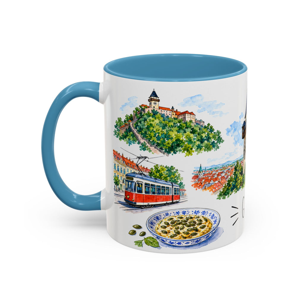 Graz Illustrated Travel Mug | City Souvenir Accent Coffee Mug | 11oz 15oz Ceramic Cup
