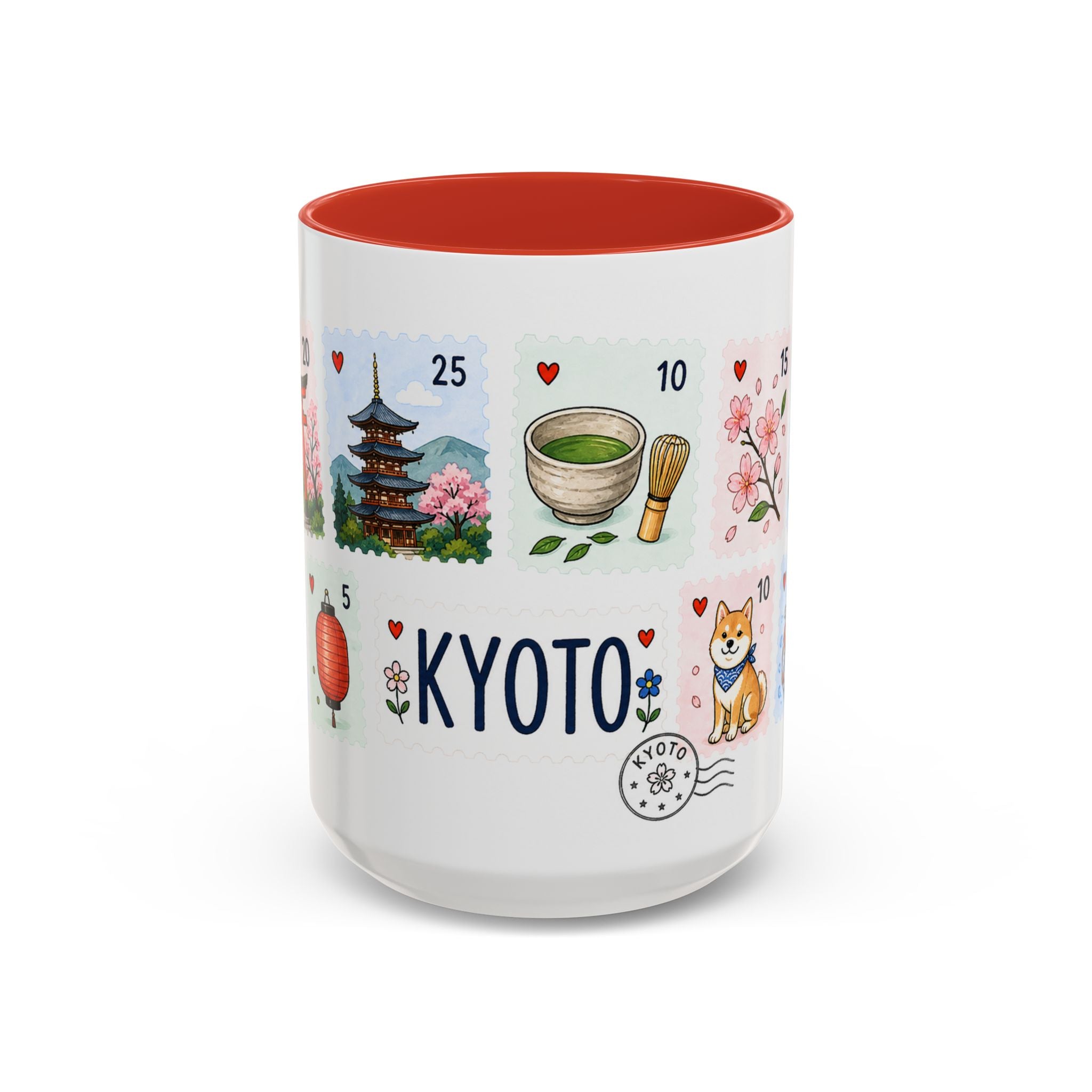 Kyoto Coffee Mug | Postage Stamp Collage Mug | Travel Souvenir Accent Cup 11oz 15oz