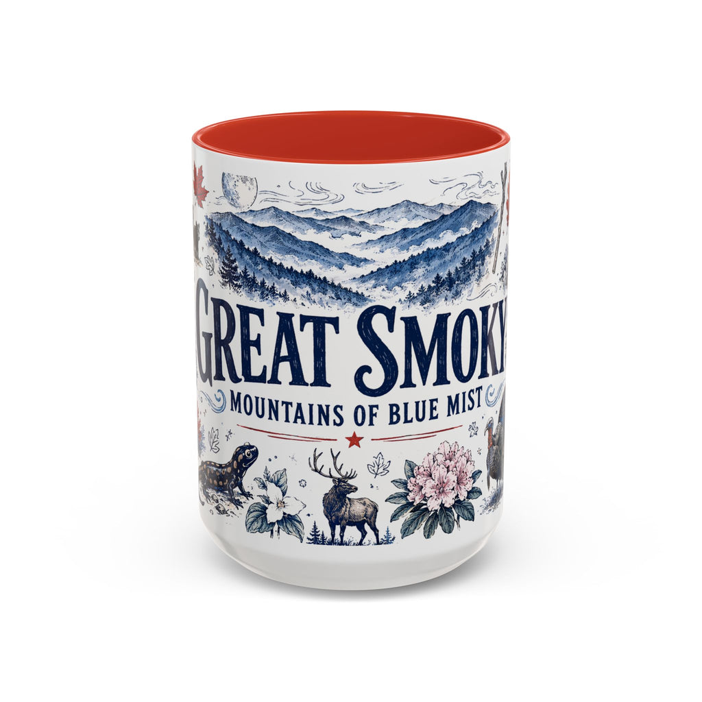 Great Smoky Mountains Coffee Mug | National Park Hiking Gift | Accent Color Ceramic 11oz 15oz