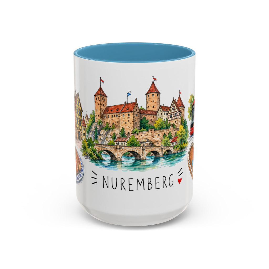 Nuremberg Illustrated Travel Mug | City Souvenir Accent Coffee Mug | 11oz 15oz Ceramic Cup