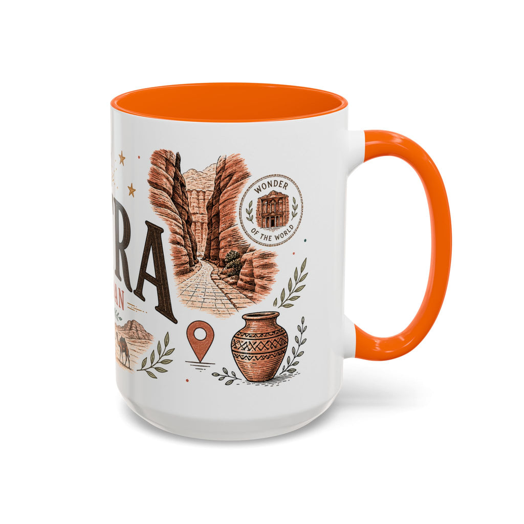 Petra Coffee Mug | Travel Destination Souvenir Gift | Accent Color Ceramic 11oz 15oz
