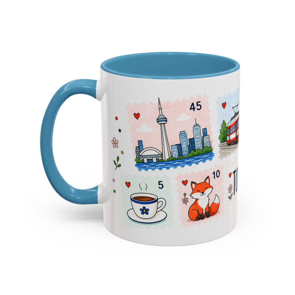 Toronto Coffee Mug | Postage Stamp Collage Mug | Travel Souvenir Accent Cup 11oz 15oz