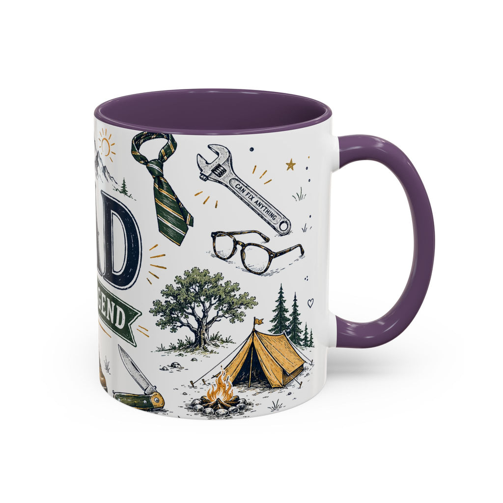 Dad The Legend Coffee Mug | Father's Day Gift for Dad | Accent Color Ceramic 11oz 15oz