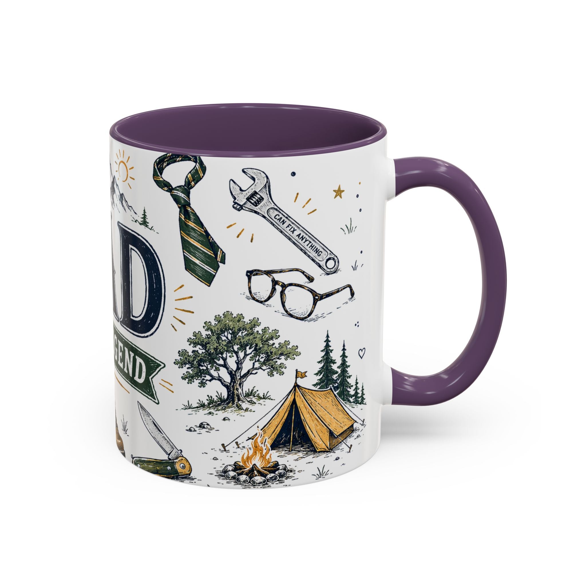 Dad The Legend Coffee Mug | Father's Day Gift for Dad | Accent Color Ceramic 11oz 15oz