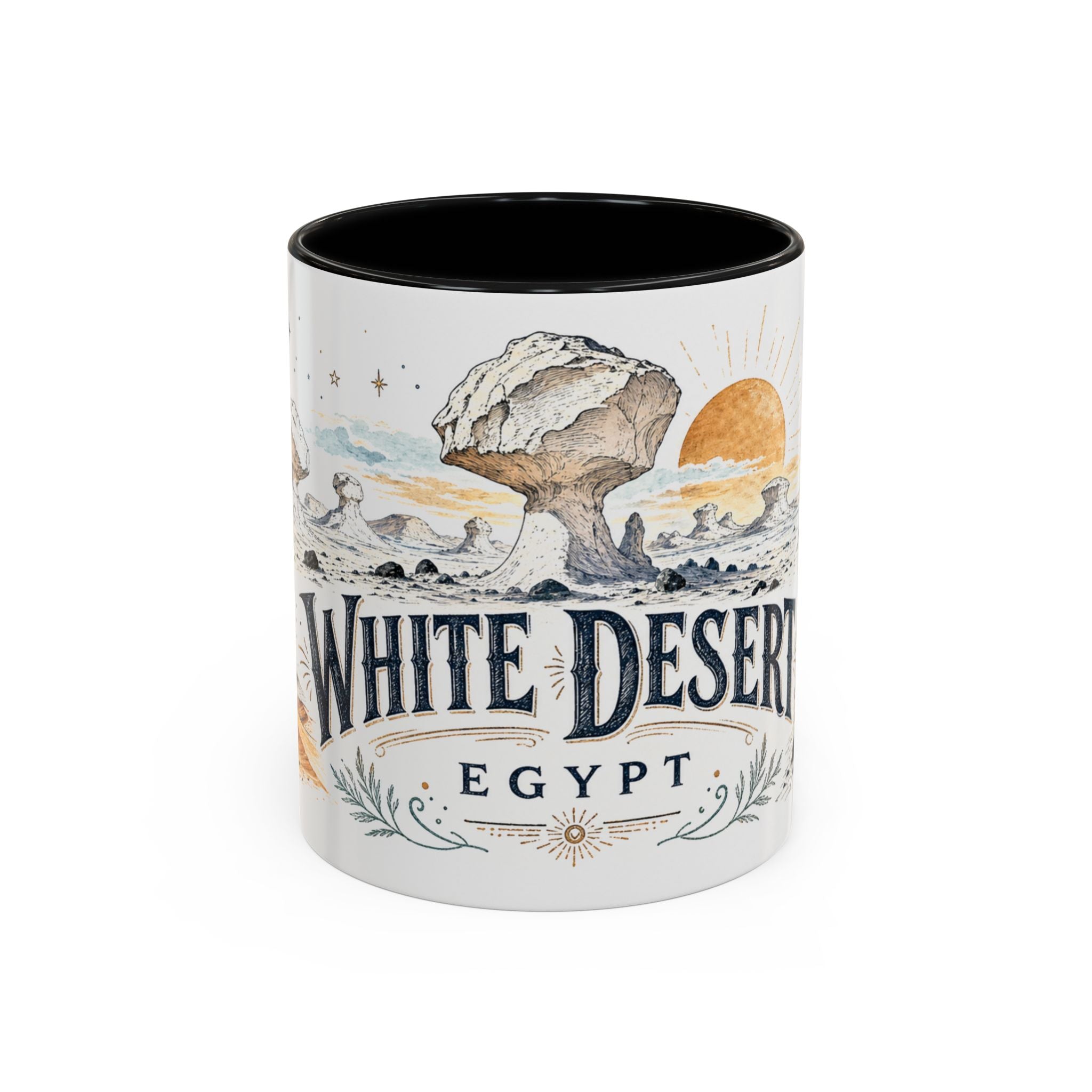 White Desert Mug, Egypt Travel Souvenir, Bucket List Gift, Accent Ceramic Coffee Mug 11oz 15oz