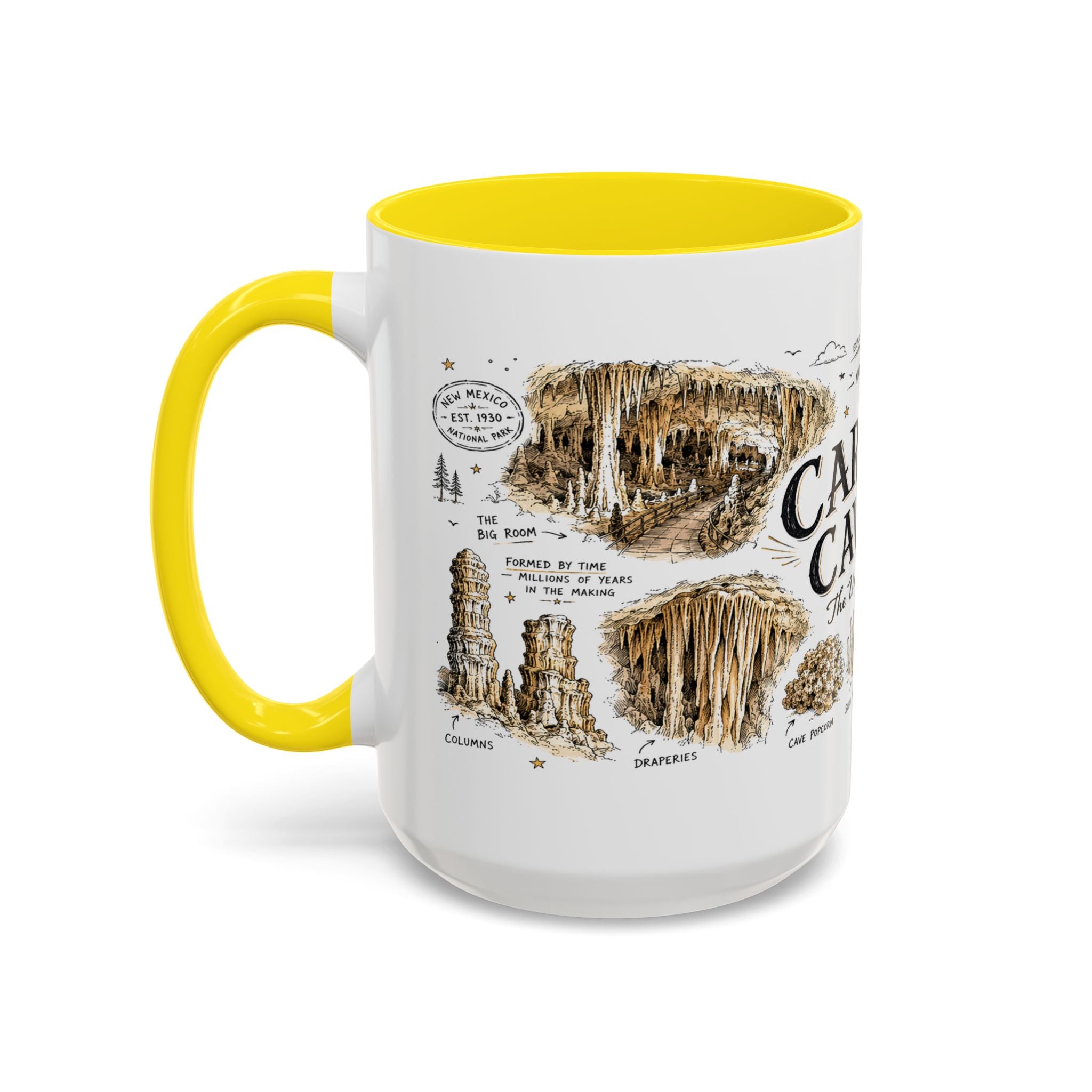 Carlsbad Caverns National Park Coffee Mug | New Mexico Cave Exploration Bat Gift | Accent Color Ceramic 11oz 15oz