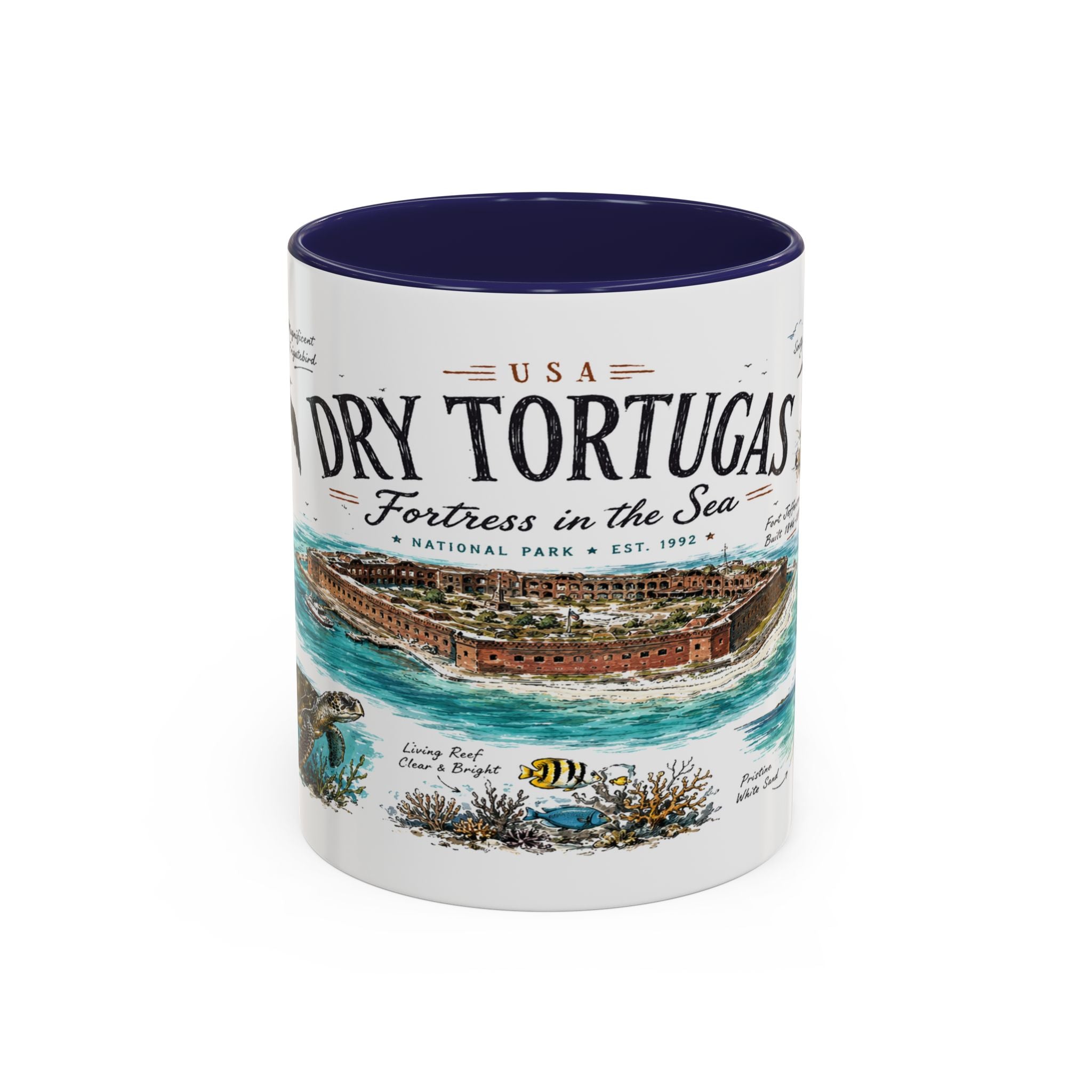 Dry Tortugas National Park Coffee Mug | Florida Island Fort Snorkeling Gift | Accent Color Ceramic 11oz 15oz