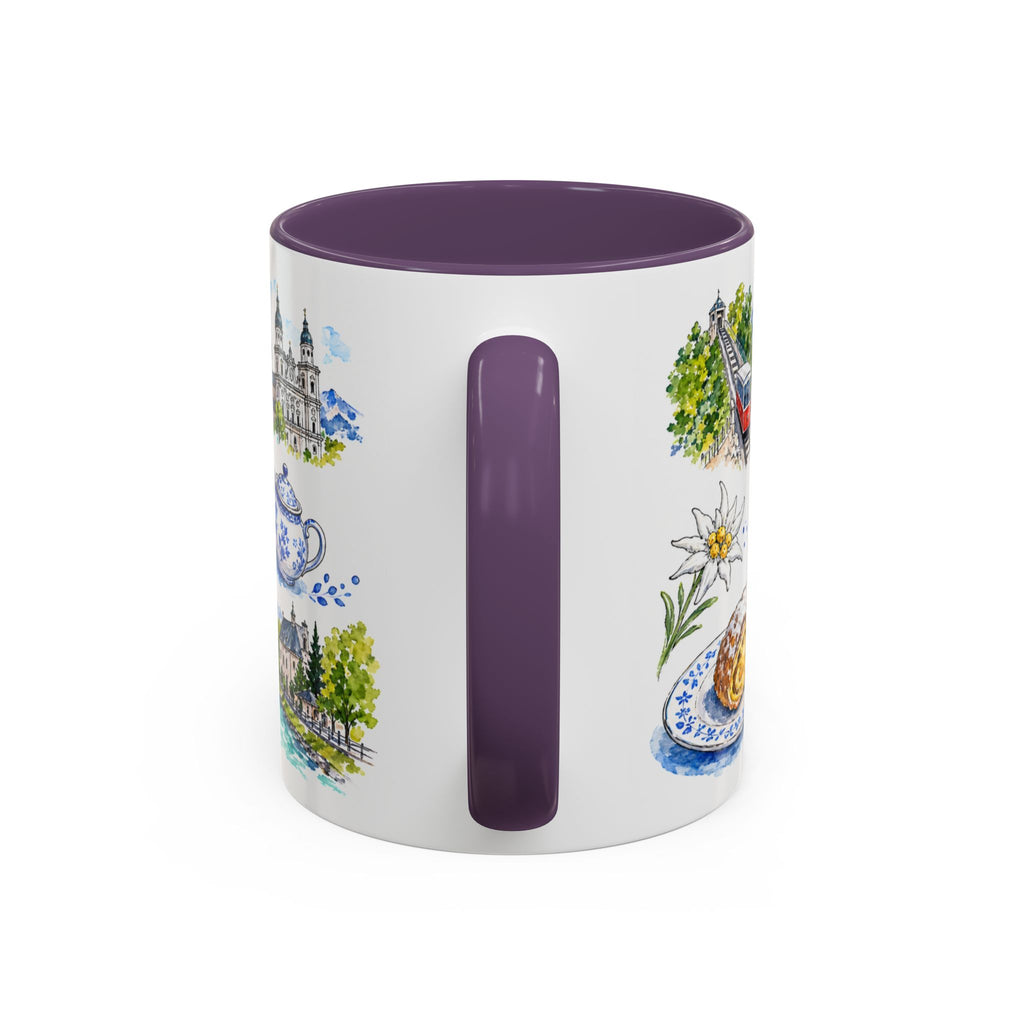 Salzburg Illustrated Travel Mug | City Souvenir Accent Coffee Mug | 11oz 15oz Ceramic Cup