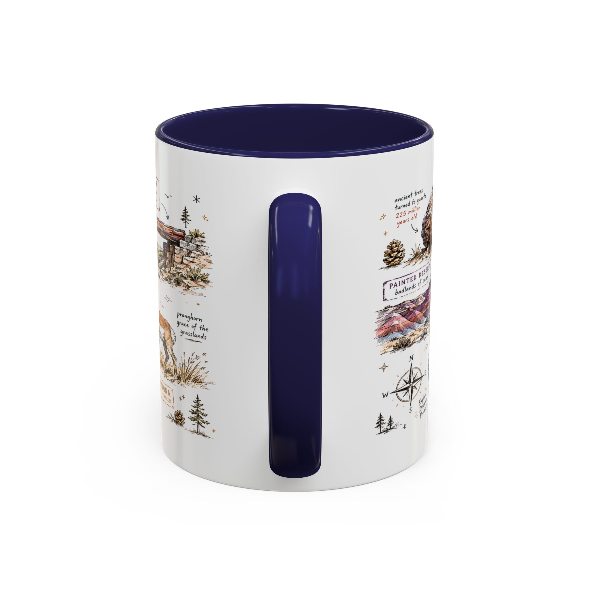 Petrified Forest National Park Coffee Mug | Arizona Painted Desert Fossil Gift | Accent Color Ceramic 11oz 15oz