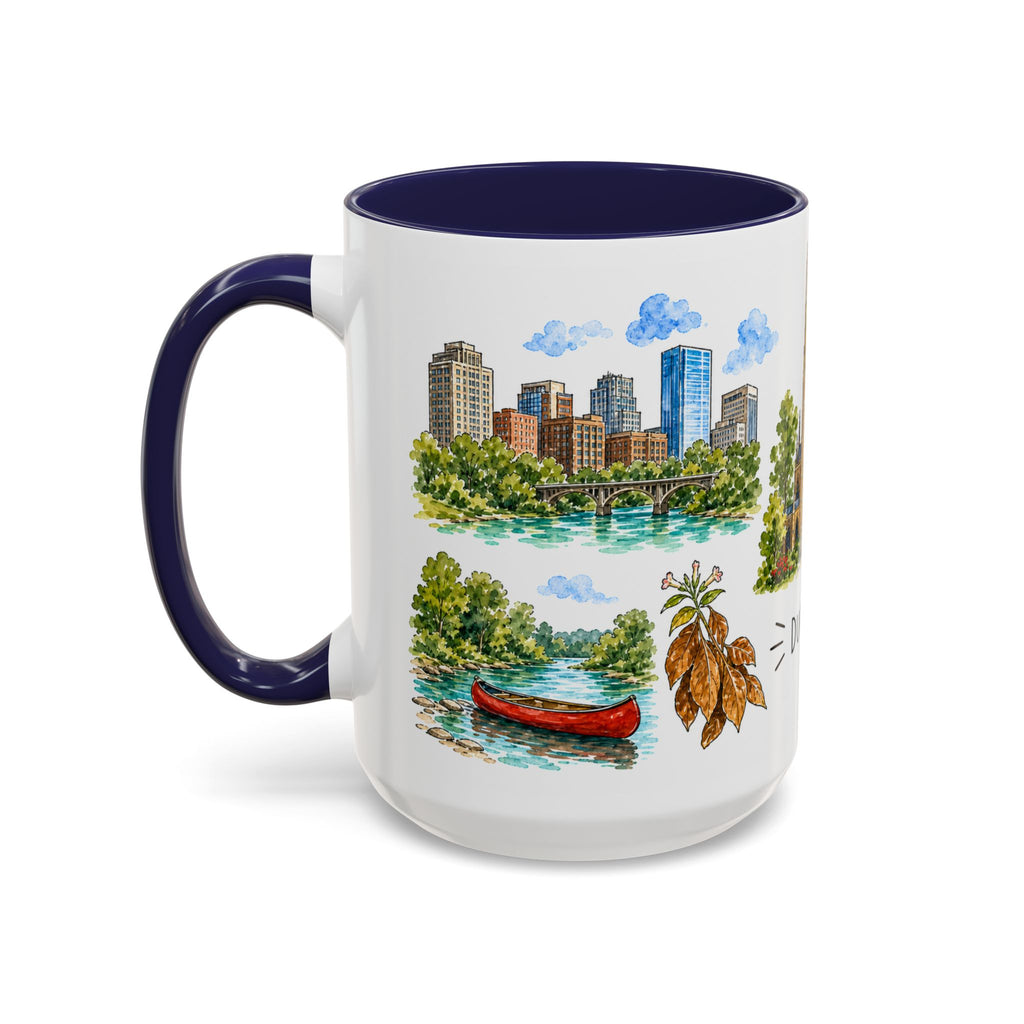 Durham Illustrated Travel Mug | City Souvenir Accent Coffee Mug | 11oz 15oz Ceramic Cup