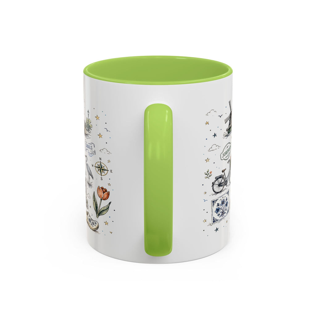 Amsterdam Coffee Mug | Netherlands Souvenir Travel Gift | Accent Color Ceramic 11oz 15oz