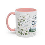 North Carolina State Map Mug | Moving Away, Homesick Gift | Botanical Accent Coffee Cup